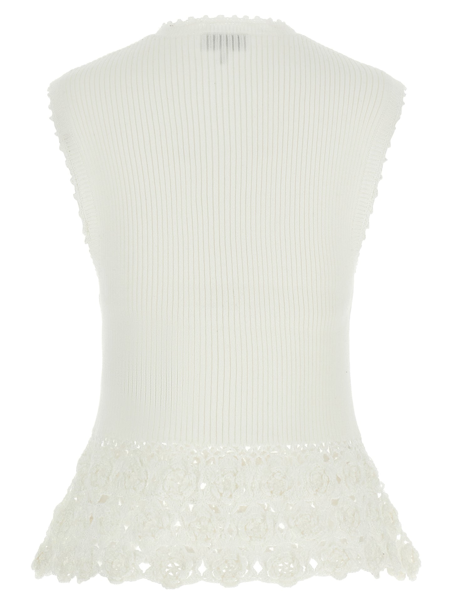Vest by Ganni for women in organic cotton & polyamide white features an contemporary silhouette, showcasing refined and a contemporary v-neck neckline for a sophisticated layered look.