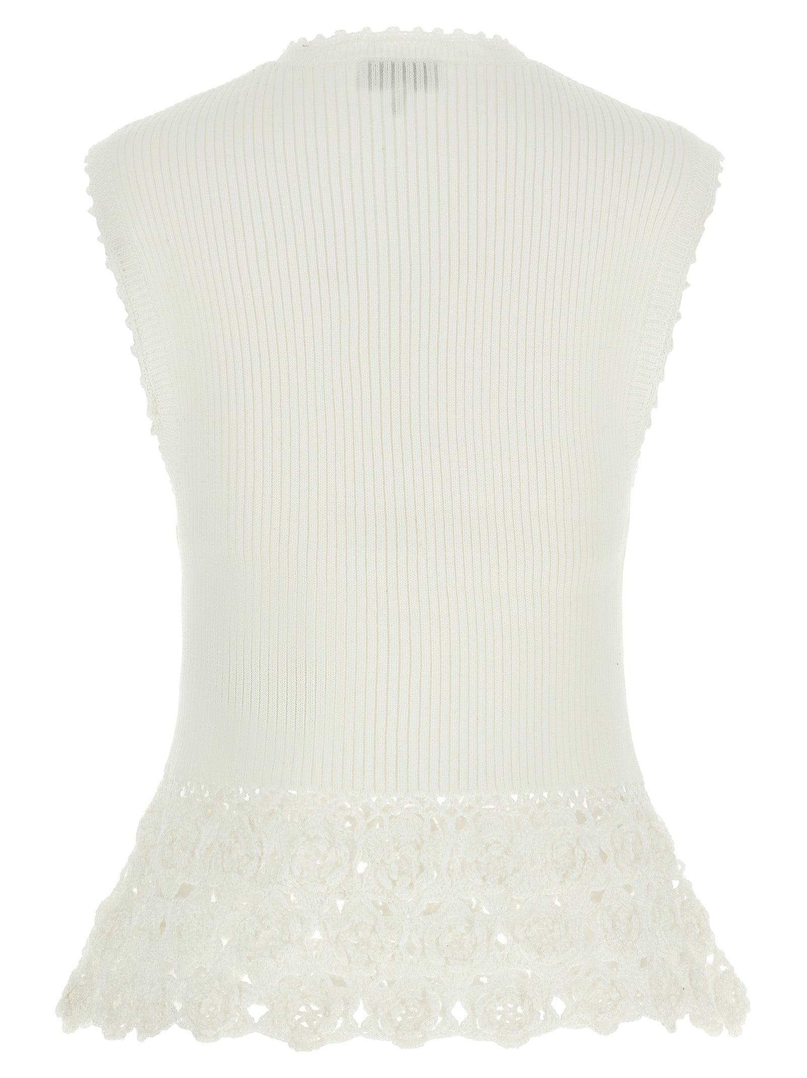 Vest by Ganni for women in organic cotton & polyamide white features an contemporary silhouette, showcasing refined and a contemporary v-neck neckline for a sophisticated layered look.
