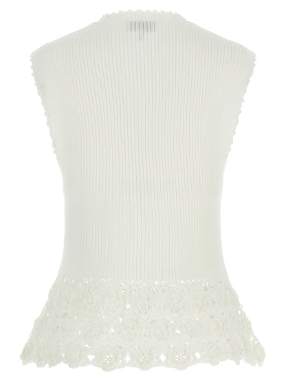 Vest by Ganni for women in organic cotton & polyamide white features an contemporary silhouette, showcasing refined and a contemporary v-neck neckline for a sophisticated layered look.