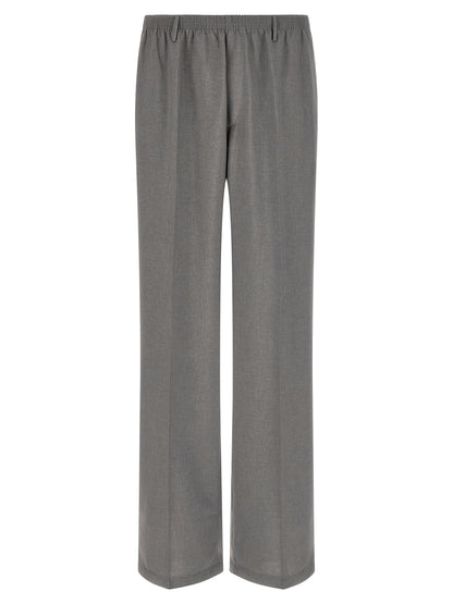 Trousers by CELLAR DOOR for men in stretch polyester & viscose gray features a artisanal silhouette, showcasing a sophisticated straight-leg with a long and for a artisanal finish.