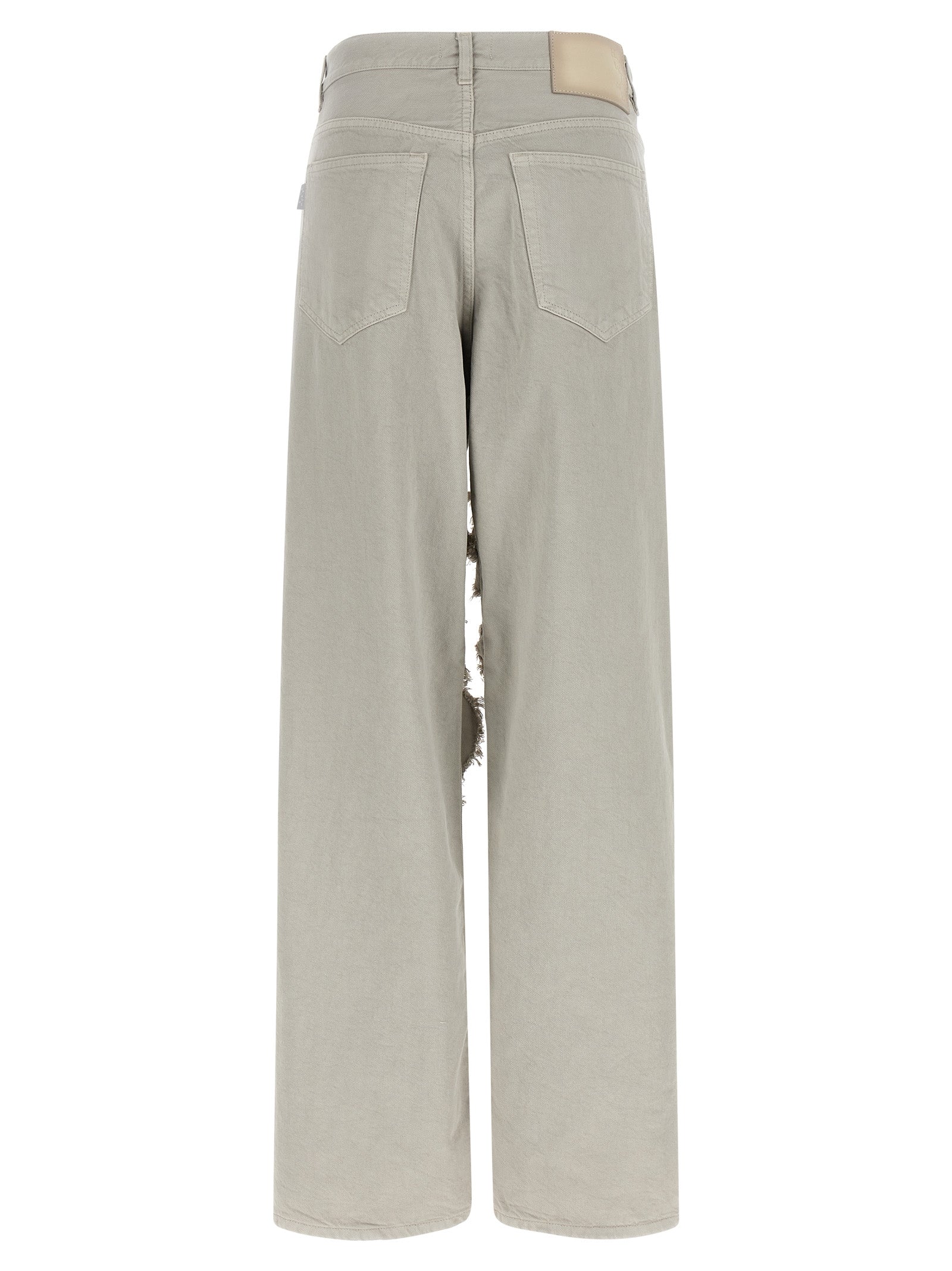 Jeans by Haikure for women in denim cotton satin gray features an refined tailoring silhouette, showcasing a premium flared & wide with a and long cut for a refined tailoring look.