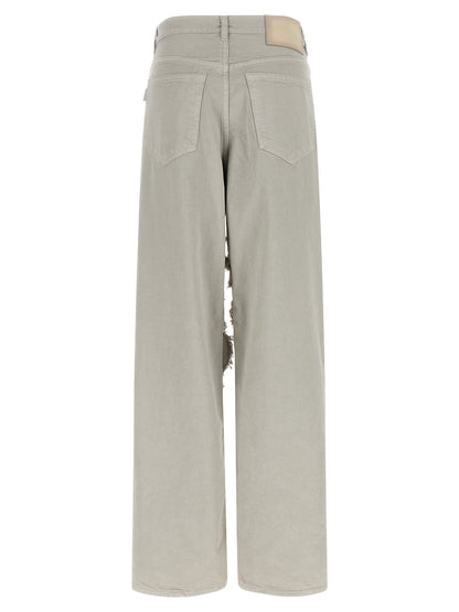 Jeans by Haikure for women in denim cotton satin gray features an refined tailoring silhouette, showcasing a premium flared & wide with a and long cut for a refined tailoring look.