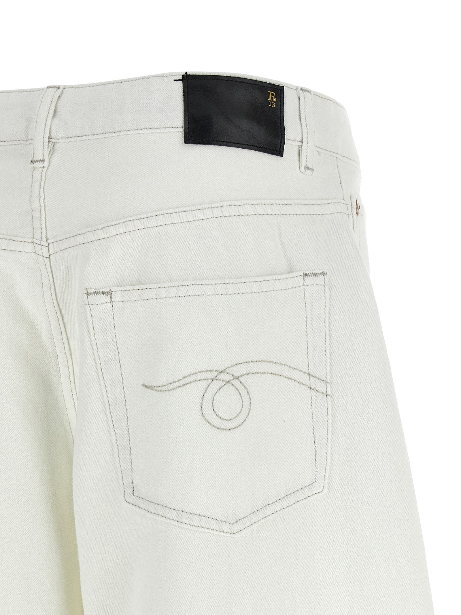 Jeans by R13 for women in denim cotton white presents a refined pantology silhouette, artfully defined by a refined pantology wide, long, and a sophisticated .