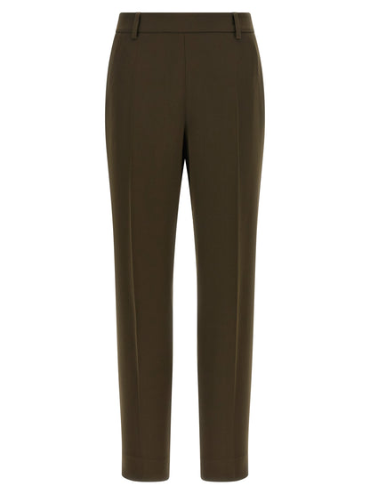 Casual Pants by Alberto Biani for women in polyester crepe bicolour & green features a polished silhouette with a polished straight-leg, reaching a polished long and finished with a polished .