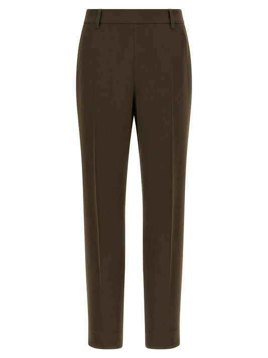 Casual Pants by Alberto Biani for women in polyester crepe bicolour & green features a polished silhouette with a polished straight-leg, reaching a polished long and finished with a polished .
