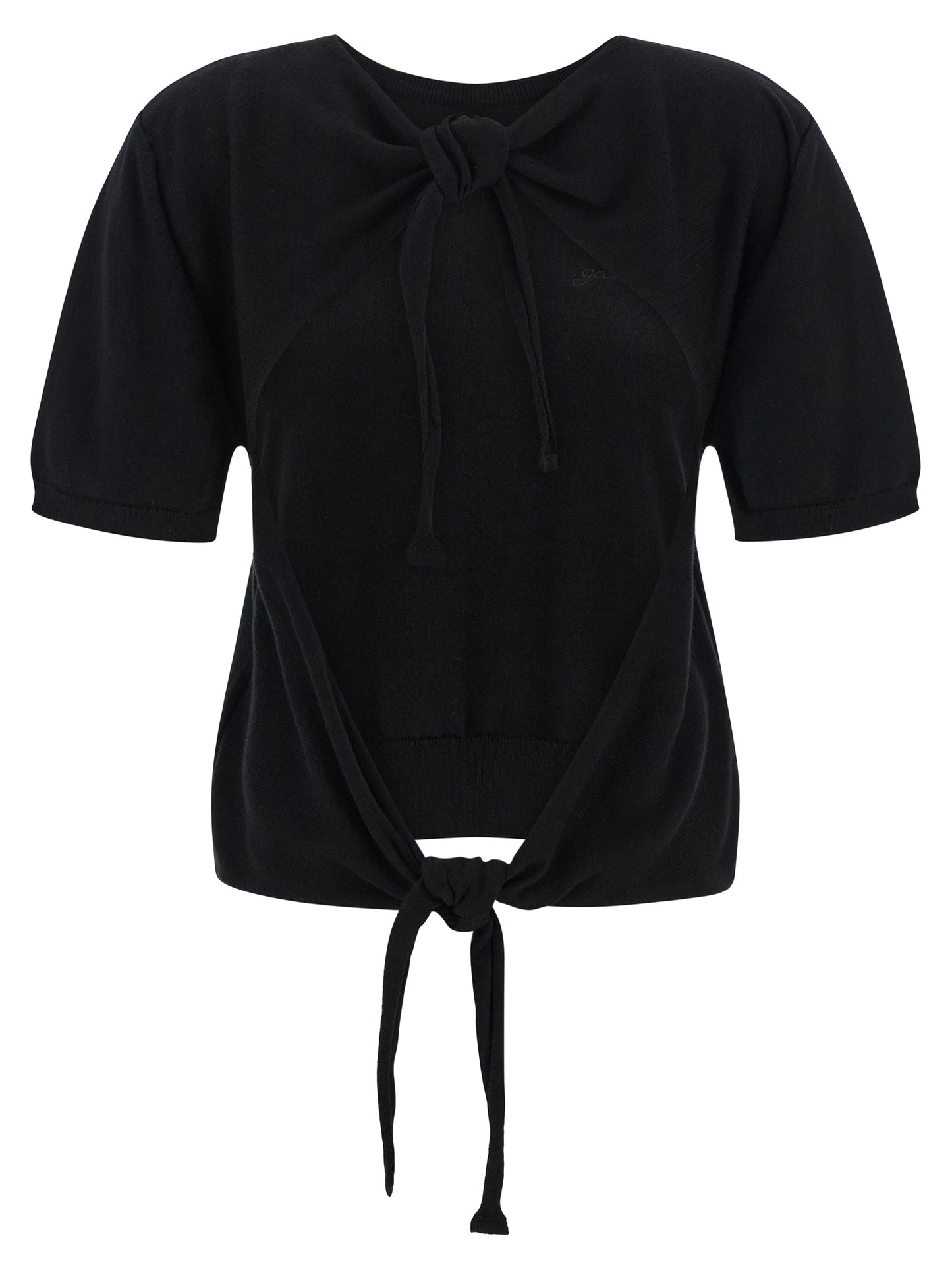 Cardigan by Ganni for women in organic cotton black features an crisp silhouette, showcasing a sophisticated and detail for a truly crisp finish.