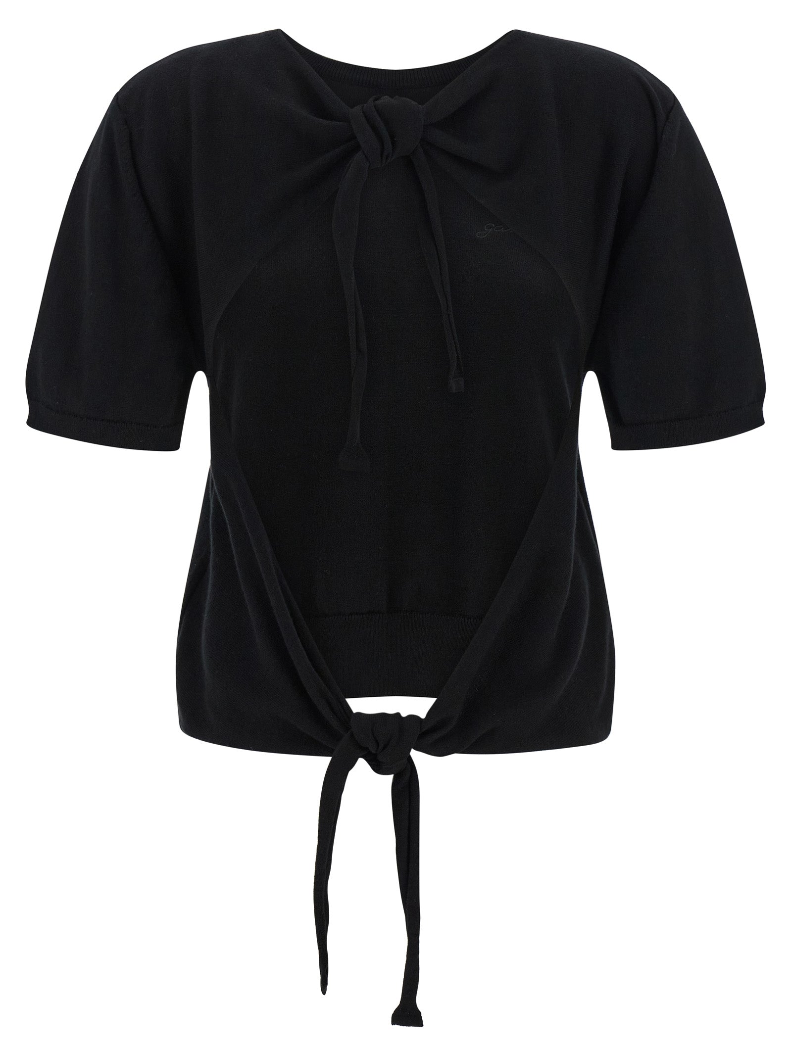 Cardigan by Ganni for women in organic cotton black features an crisp silhouette, showcasing a sophisticated and detail for a truly crisp finish.