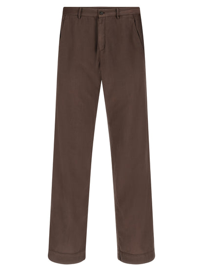Trousers by CELLAR DOOR for men in cotton brown features an sartorial silhouette, showcasing a precise straight-leg, regular-fit & wide and long with a sartorial for a refined look.