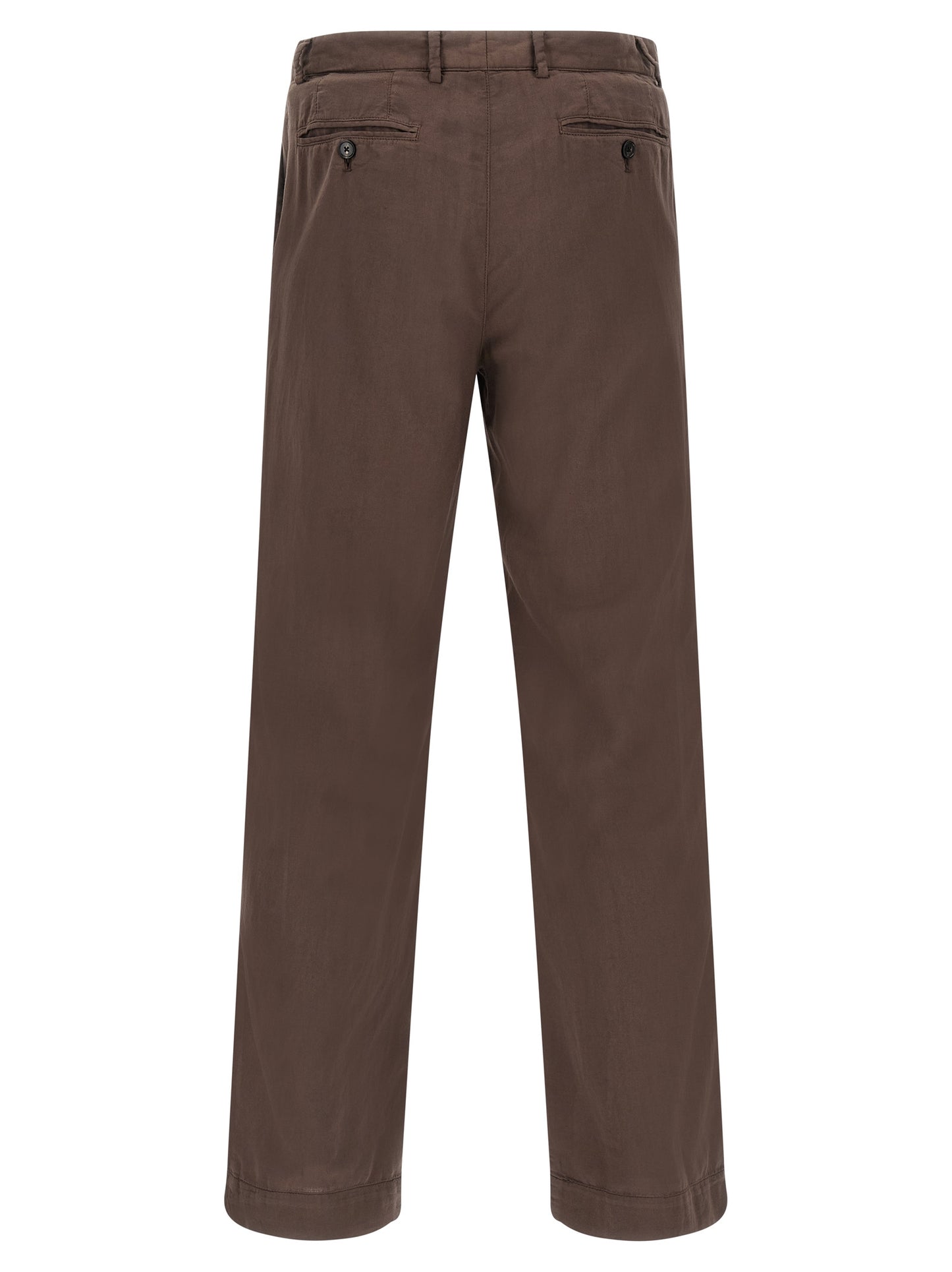 Trousers by CELLAR DOOR for men in cotton brown features a artisanal silhouette, showcasing a sophisticated straight-leg, regular-fit & wide with a long and for a artisanal finish.