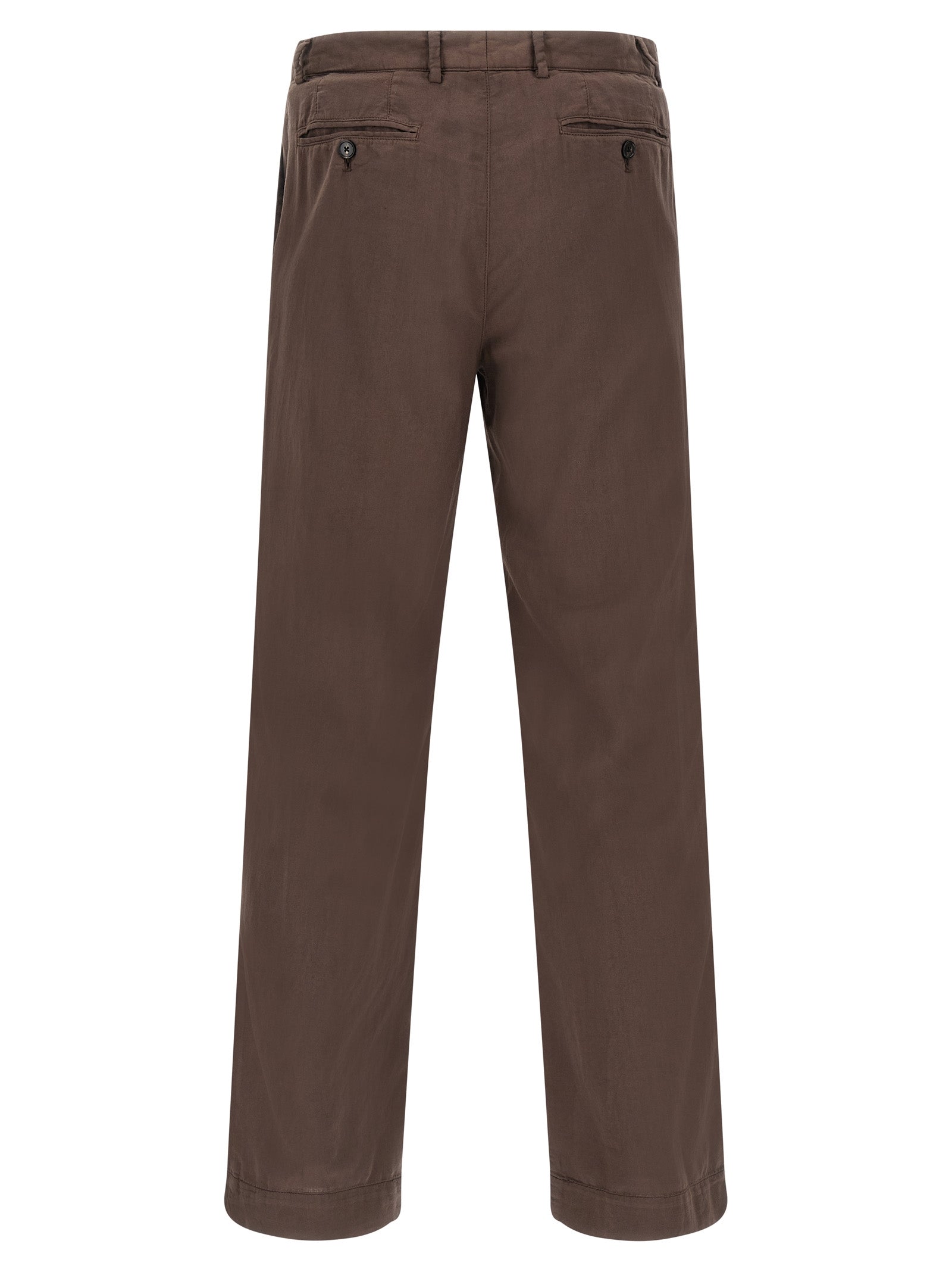 Trousers by CELLAR DOOR for men in cotton brown features a artisanal silhouette, showcasing a sophisticated straight-leg, regular-fit & wide with a long and for a artisanal finish.