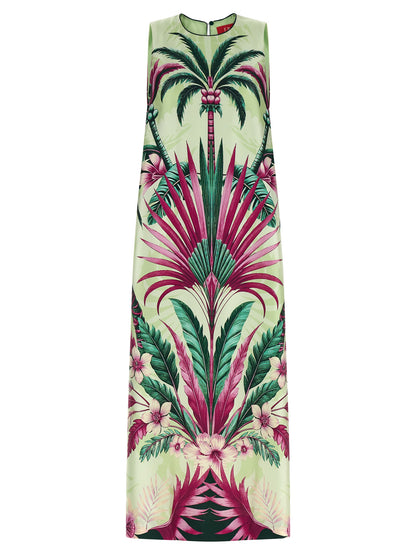 Dress by F.R.S. - FOR RESTLESS SLEEPERS for women in silk twill multicolor & print showcases a striking silhouette, elegantly detailed with a sleeveless, refined , and a striking long for a striking finish.