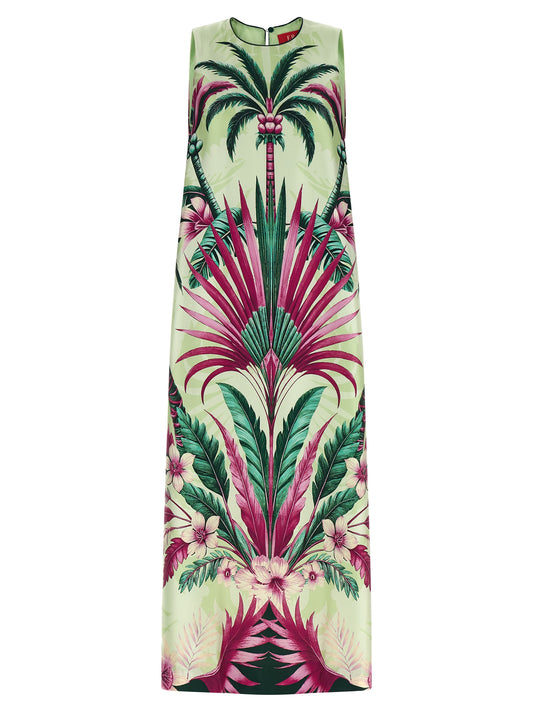 Dress by F.R.S. - FOR RESTLESS SLEEPERS for women in silk twill multicolor & print showcases a striking silhouette, elegantly detailed with a sleeveless, refined , and a striking long for a striking finish.
