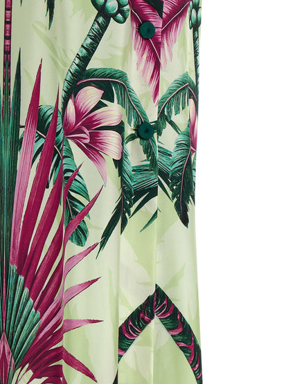 Dress by F.R.S. - FOR RESTLESS SLEEPERS for women in silk twill multicolor & print features a dramatic silhouette, showcasing an elegant and that flows into a dramatic long.