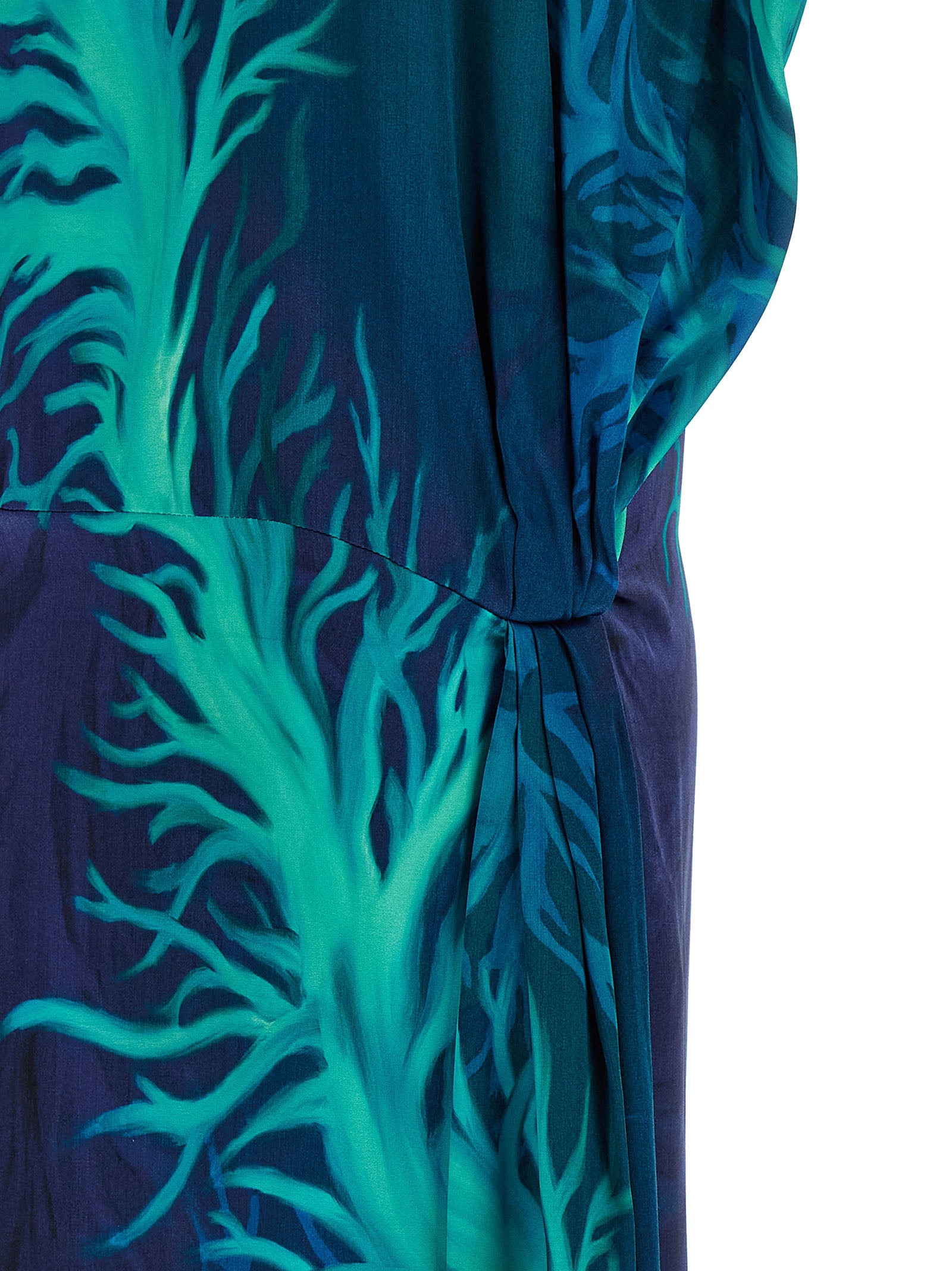 Dress by F.R.S. - FOR RESTLESS SLEEPERS for women in viscose silk satin blue & print showcases a striking silhouette, elegantly detailed with a , refined split neckline, and a striking long for a striking finish.