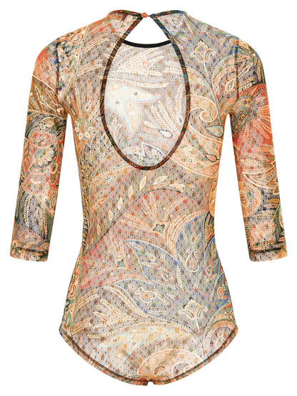 Bodysuit by Etro for women in polyamide multicolor, paisley, floral, signature & print showcases a coveted silhouette, artfully finished with a coveted crew neckline and for a coveted look.