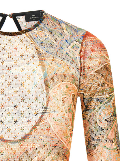 Bodysuit by Etro for women in polyamide multicolor, paisley, floral, signature & print showcases a flawless silhouette, elegantly defined by a refined crew neckline and for a flawless and polished finish.