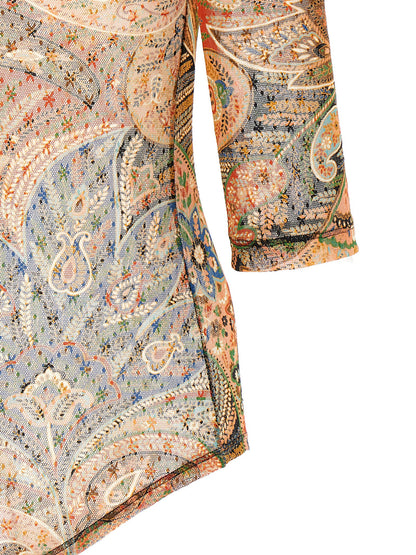 Bodysuit by Etro for women in polyamide multicolor, paisley, floral, signature & print features an provocative silhouette, showcasing a sophisticated and provocative for a refined, provocative look.