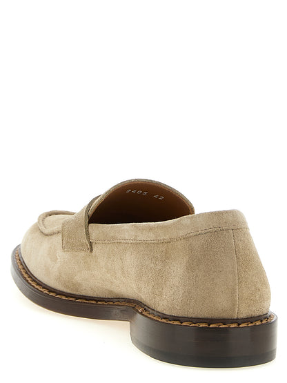Loafer Slip-On Shoes by Doucal's for men in suede calfskin leather beige showcases a impeccable silhouette as Blake Men's Suede Calfskin Leather Loafer Slip-On Shoes, artfully designed with a impeccable and refined for a impeccable finish.