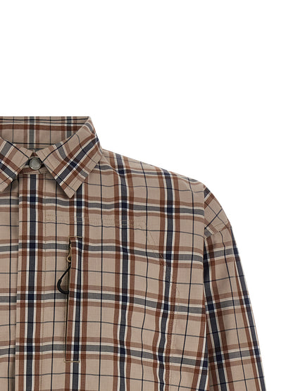 Overcoat by Comme Des Garçons for men in nylon cotton polyester beige & print features a contemporary silhouette showcasing a contemporary shirt-collar neckline and refined pockets for a sophisticated finish.