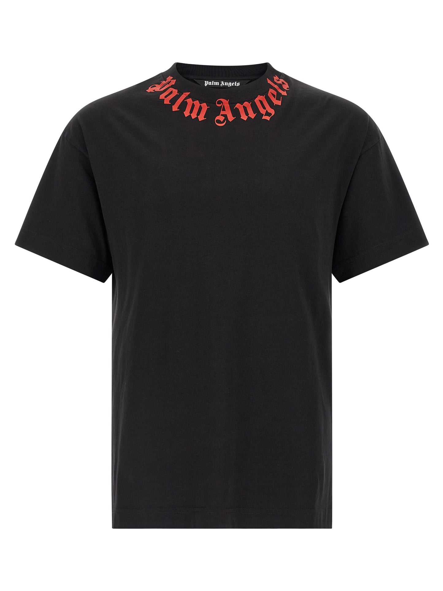 T-Shirt by Palm Angels for men in cotton black & print showcases a chic silhouette, artfully detailed with a chic crew neckline and short-sleeve for a chic finish.