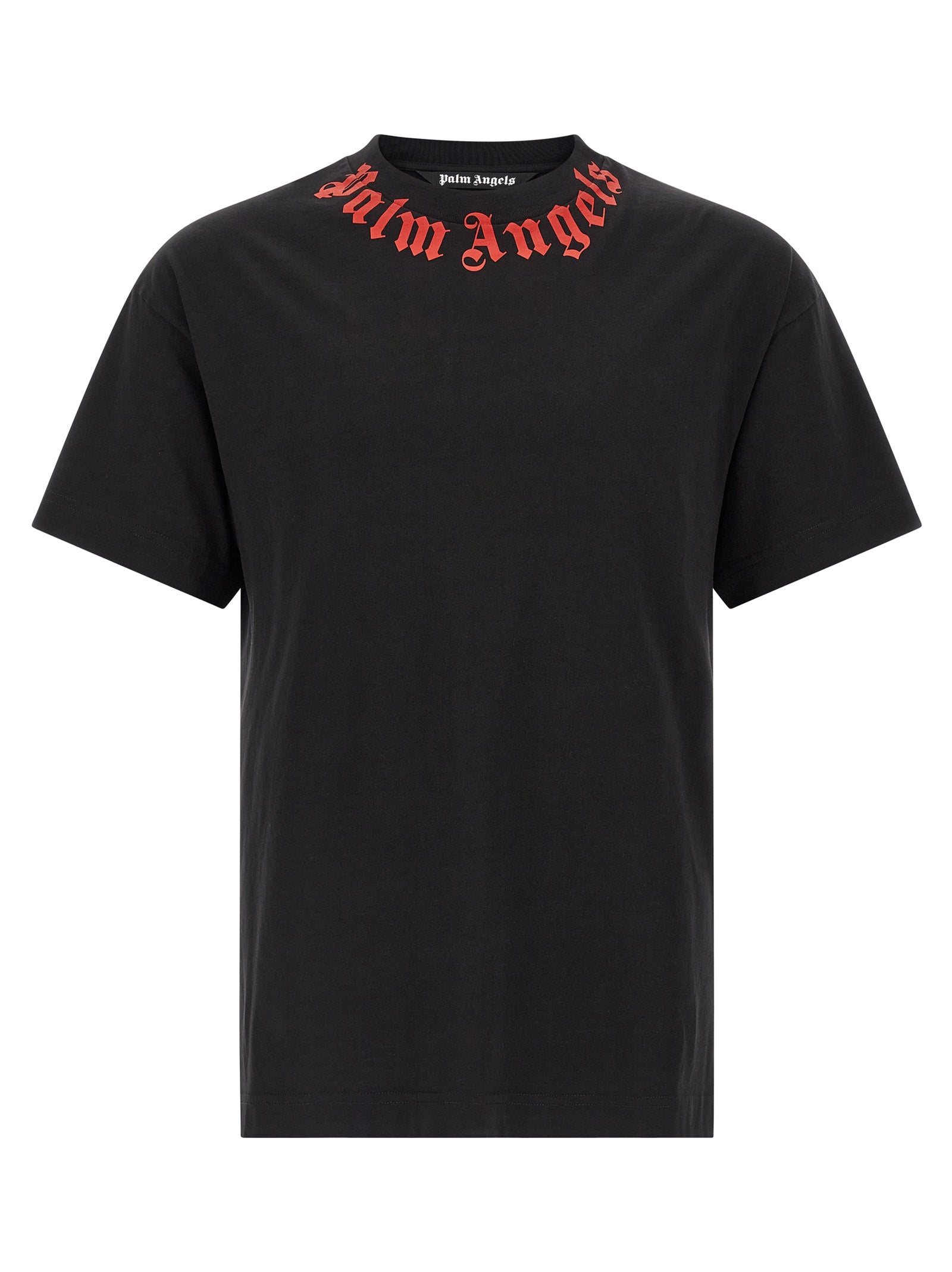 T-Shirt by Palm Angels for men in cotton black & print showcases a chic silhouette, artfully detailed with a chic crew neckline and short-sleeve for a chic finish.