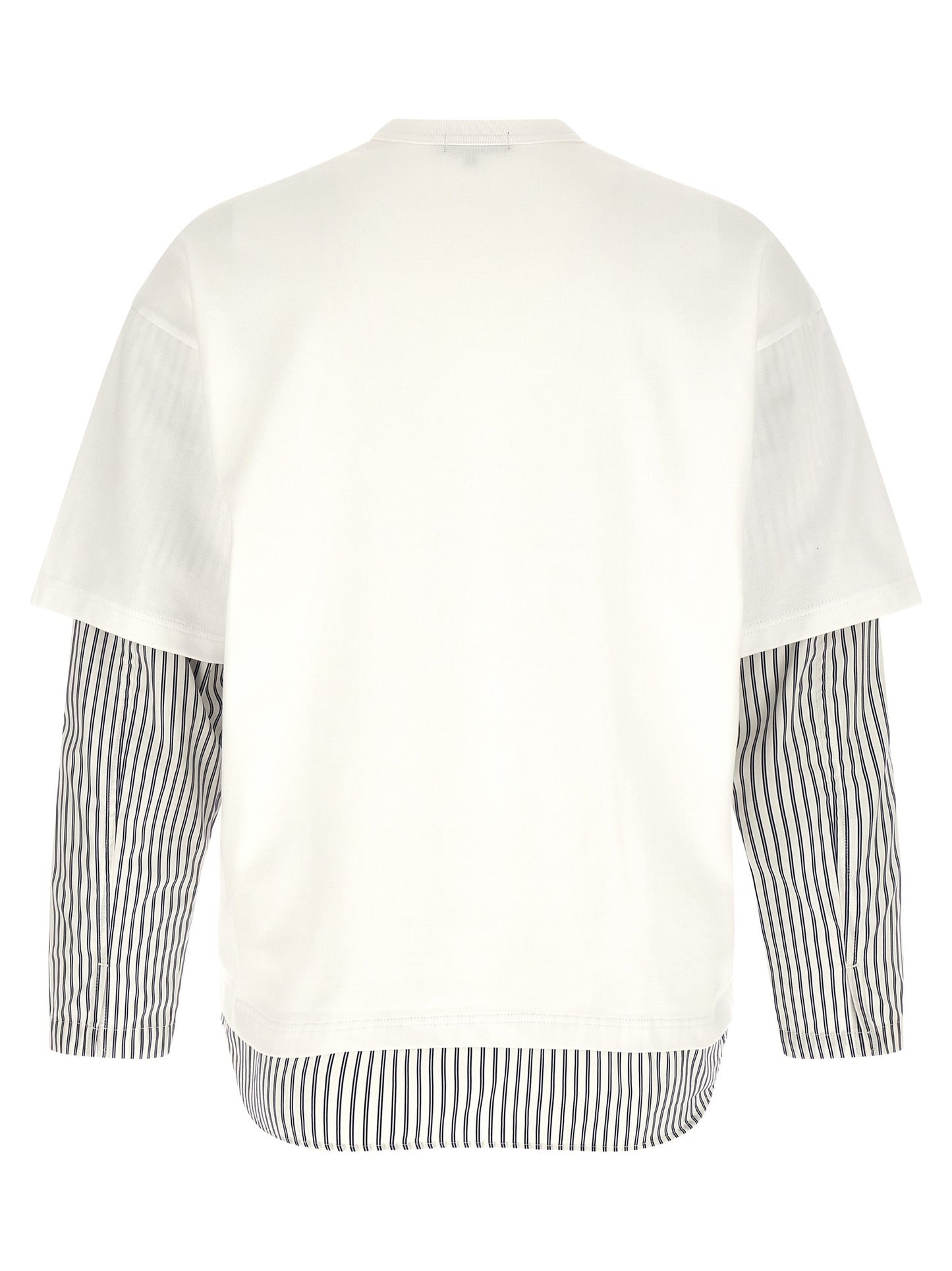 Comme Des Garçons Men's Relaxed Fit Long-Sleeve Crew Neck Cotton T-Shirt - White Striped