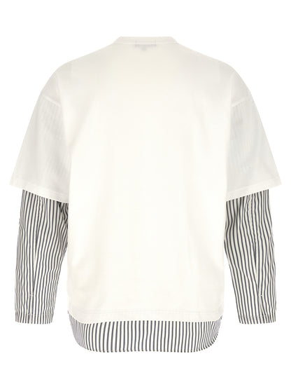 Comme Des Garçons Men's Relaxed Fit Long-Sleeve Crew Neck Cotton T-Shirt - White Striped