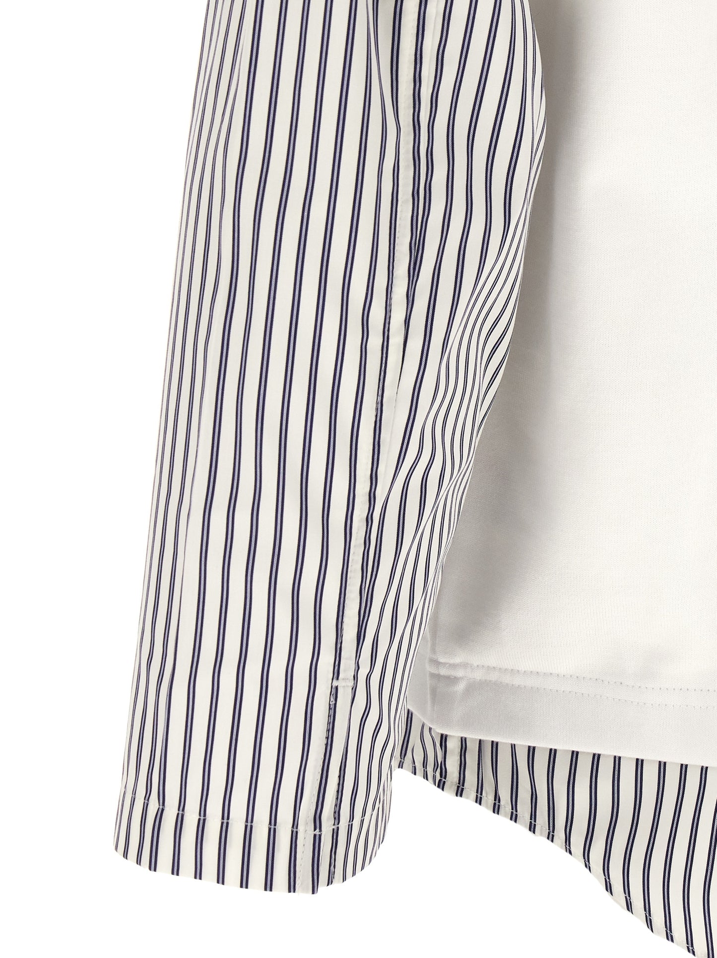 Comme Des Garçons Men's Relaxed Fit Long-Sleeve Crew Neck Cotton T-Shirt - White Striped