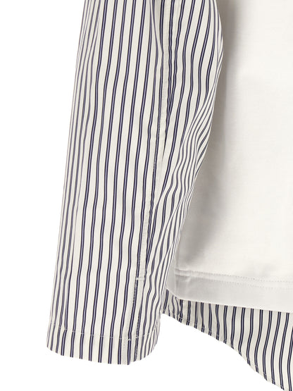 Comme Des Garçons Men's Relaxed Fit Long-Sleeve Crew Neck Cotton T-Shirt - White Striped