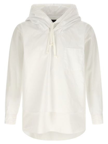 Comme Des Garçons Men's Cotton Hooded Shirt - White