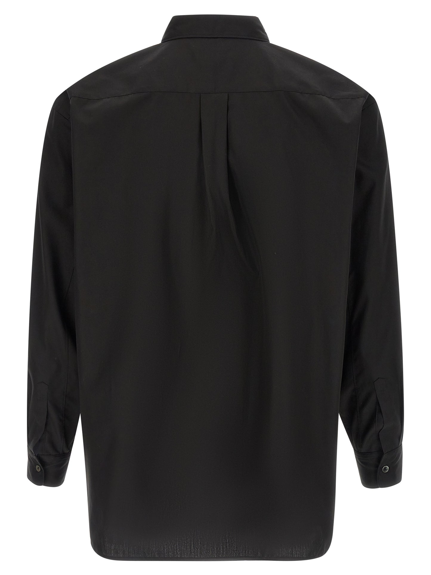Shirt by Comme Des Garçons for men in cotton black & pearl features an architectural silhouette with a refined and elegant for a architectural look.