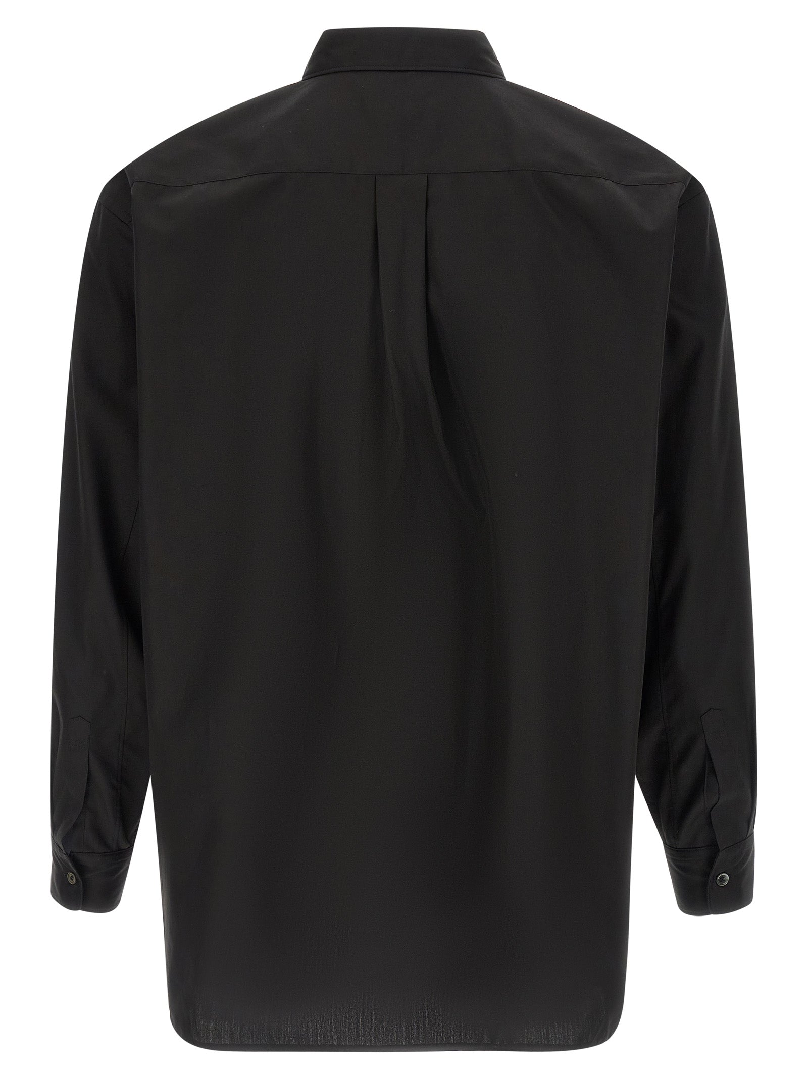 Shirt by Comme Des Garçons for men in cotton black & pearl features an architectural silhouette with a refined and elegant for a architectural look.