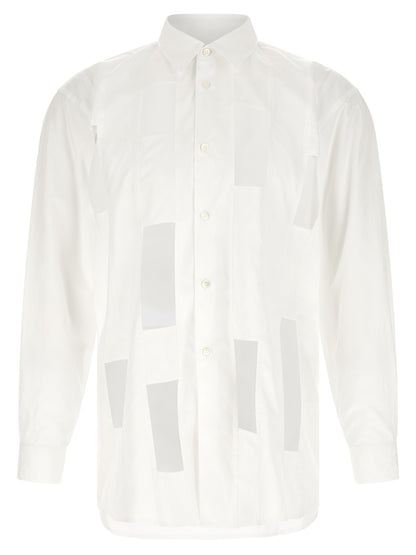 Shirt by Comme Des Garçons for men in cotton pearl & white presents a discerning silhouette, showcasing a sophisticated and long-sleeve for a truly discerning finish.