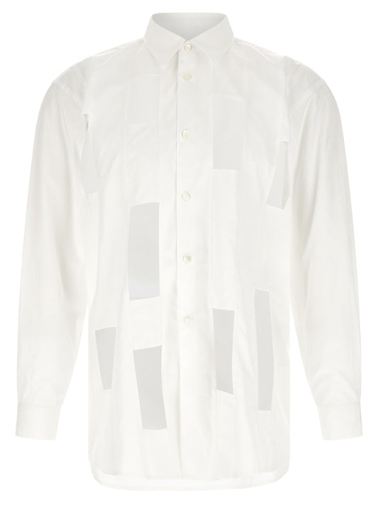 Shirt by Comme Des Garçons for men in cotton pearl & white presents a discerning silhouette, showcasing a sophisticated and long-sleeve for a truly discerning finish.