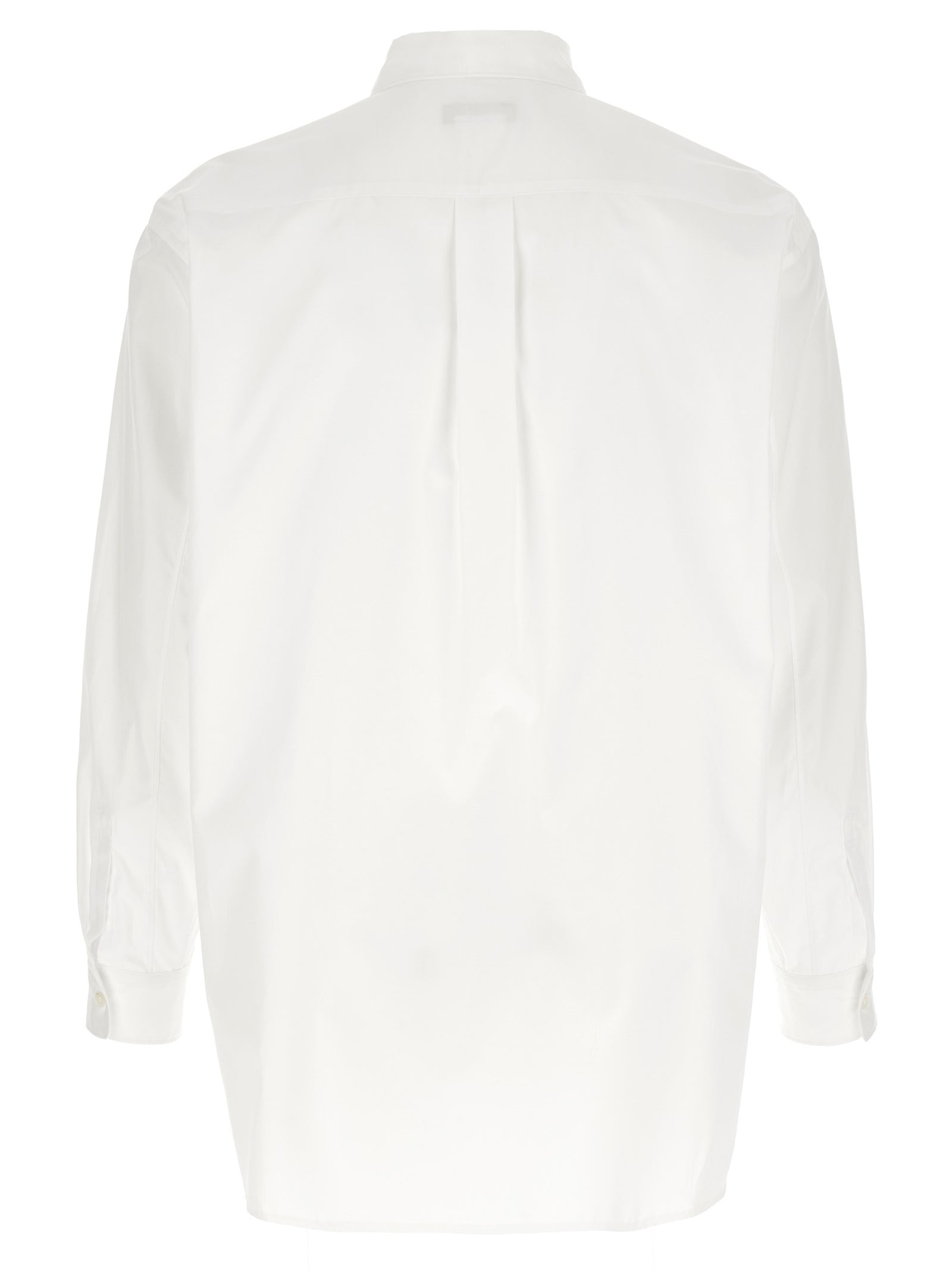 Shirt by Comme Des Garçons for men in pearl & white showcases a sharp silhouette, elegantly detailed with a sharp and sharp .