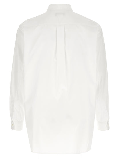 Shirt by Comme Des Garçons for men in pearl & white showcases a sharp silhouette, elegantly detailed with a sharp and sharp .