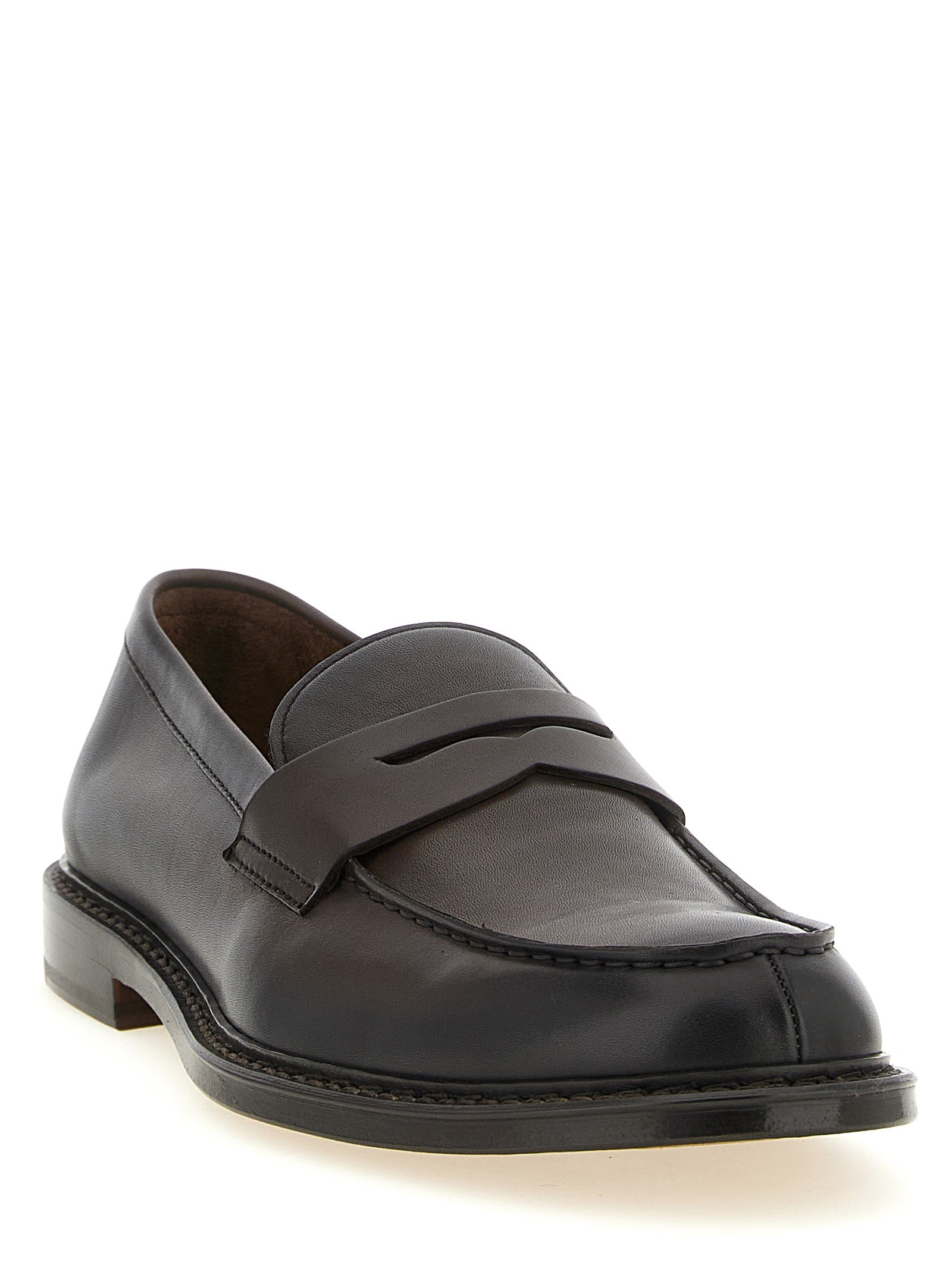 Loafer Slip-On Shoes by Doucal's for men in calfskin leather brown features an effortless chic silhouette, showcasing the Blake Men's Calfskin Leather Loafer Slip-On Shoes design with an effortless chic and a for a effortless chic look.