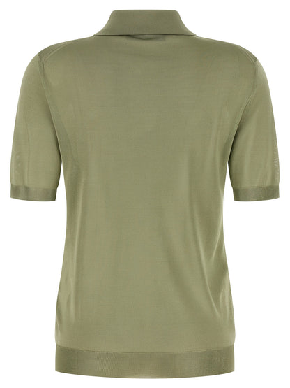 Polo Shirt by Fendi for women in viscose bicolour, green & pearl presents a sleek silhouette, featuring a refined and for a sleek finish.