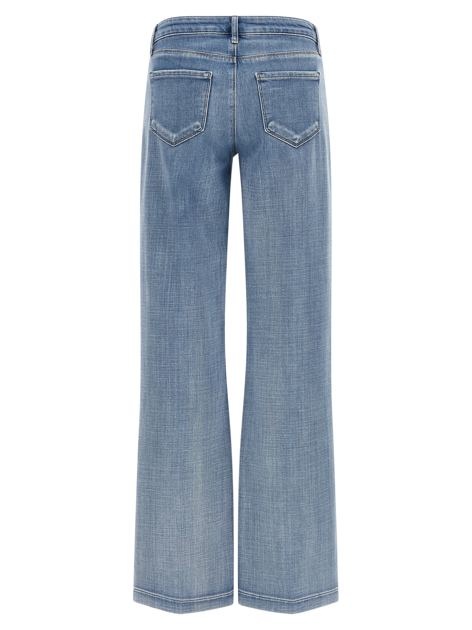 Jeans by L'Agence for women in stretch denim cotton polyester light-blue features an refined tailoring silhouette, showcasing a premium straight-leg & wide with a low rise and long cut for a refined tailoring look.