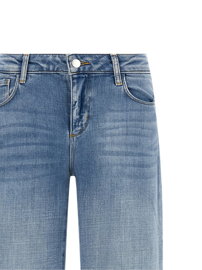 Jeans by L'Agence for women in stretch denim cotton polyester light-blue features a polished silhouette with a polished straight-leg & wide, reaching a polished long and finished with a polished low rise.