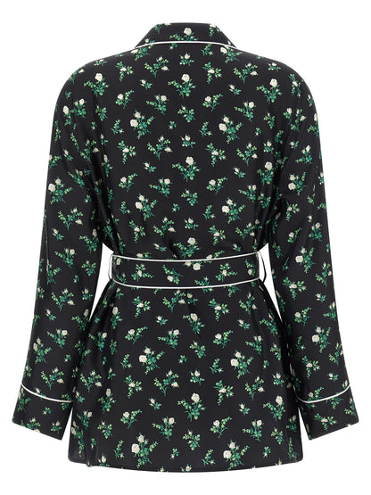 Blouse by Dolce & Gabbana for women in silk twill black, floral & print showcases a sleek silhouette, elegantly detailed with a sleek lapel neckline and for a sleek finish.
