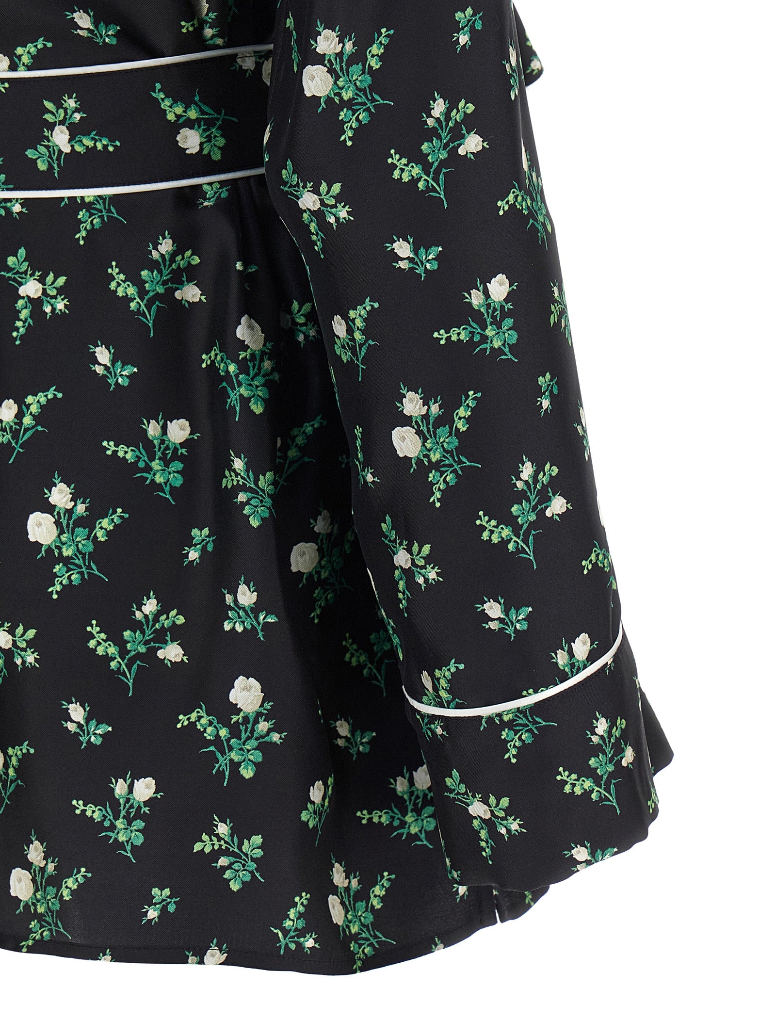 Blouse by Dolce & Gabbana for women in silk twill black, floral & print showcases a sleek silhouette, elegantly detailed with a sleek and for a sleek finish.