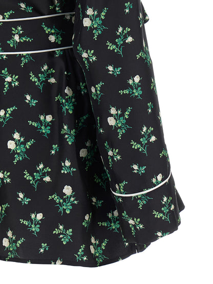 Blouse by Dolce & Gabbana for women in silk twill black, floral & print showcases a sleek silhouette, elegantly detailed with a sleek and for a sleek finish.