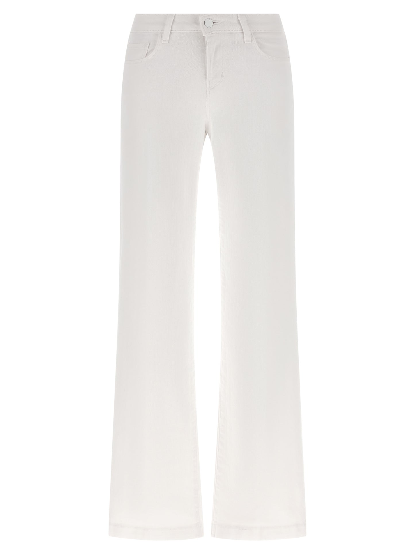 Jeans by L'Agence for women in stretch denim cotton white features an sartorial straight-leg & wide and long with a low rise cut for a sartorial finish.