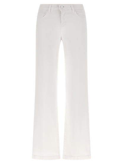 Jeans by L'Agence for women in stretch denim cotton white features an sartorial straight-leg & wide and long with a low rise cut for a sartorial finish.