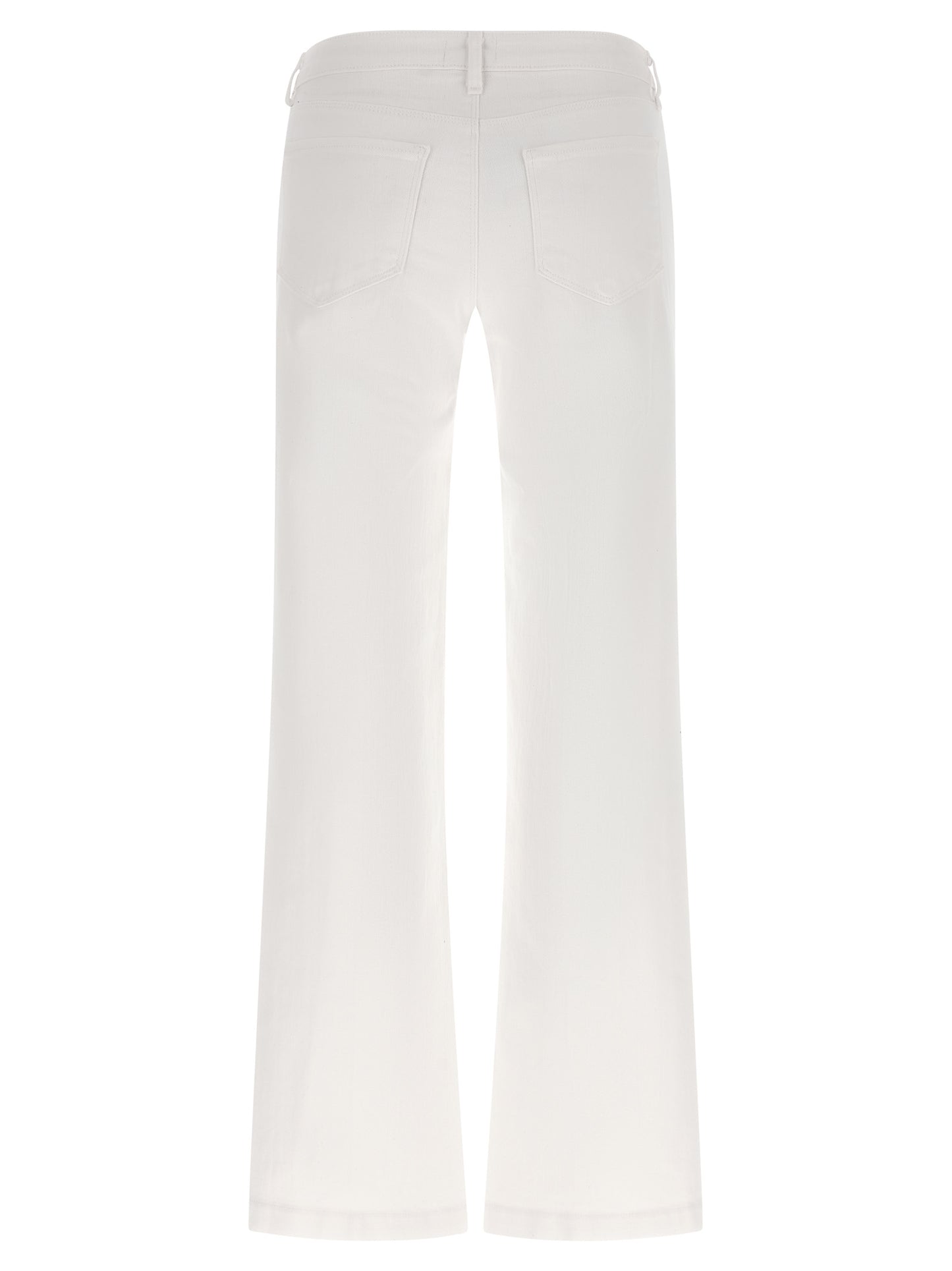 Jeans by L'Agence for women in stretch denim cotton white features a polished silhouette with a polished straight-leg & wide, reaching a polished long and finished with a polished low rise.
