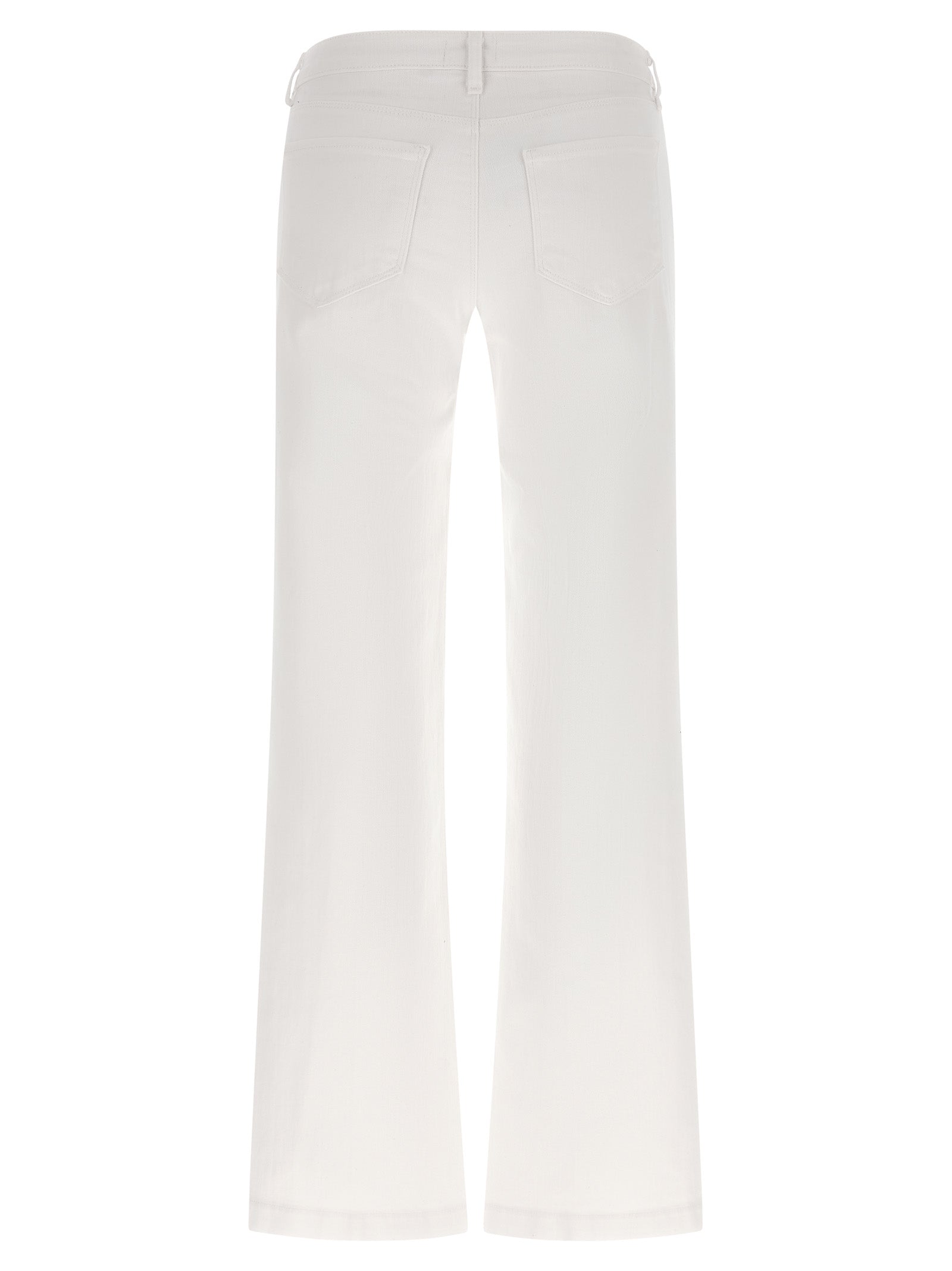 Jeans by L'Agence for women in stretch denim cotton white features a polished silhouette with a polished straight-leg & wide, reaching a polished long and finished with a polished low rise.