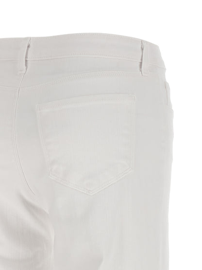 Jeans by L'Agence for women in white presents a tailored silhouette, showcasing a tailored straight-leg & wide and long cut with a refined low rise for a truly tailored aesthetic.