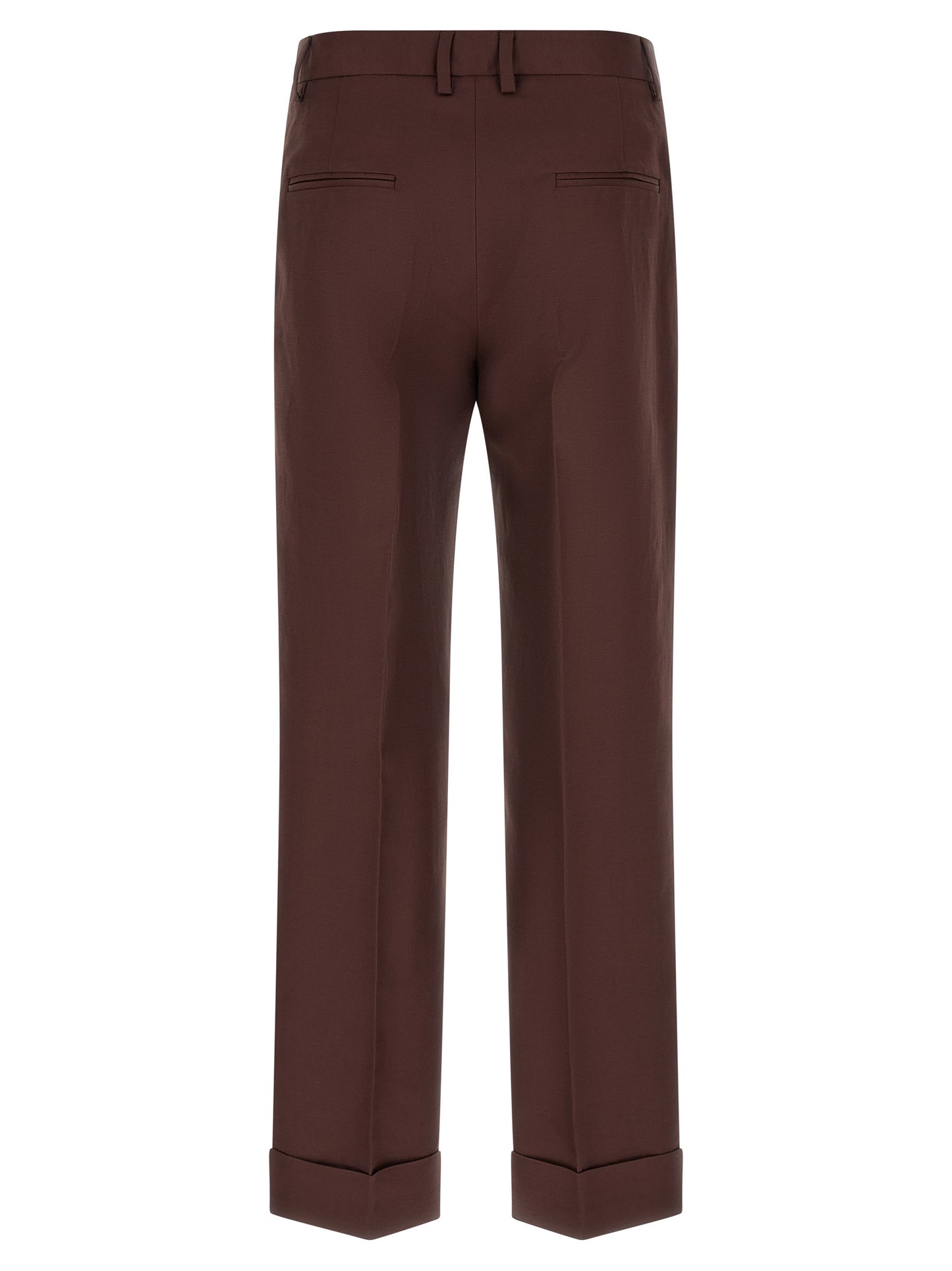 Trousers by Alberto Biani for women in linen & viscose brown features a artisanal silhouette, showcasing a sophisticated straight & wide with a long and for a artisanal finish.