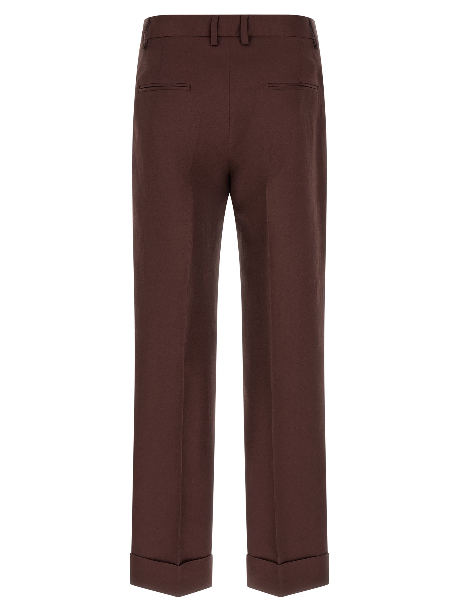 Trousers by Alberto Biani for women in linen & viscose brown features a artisanal silhouette, showcasing a sophisticated straight & wide with a long and for a artisanal finish.